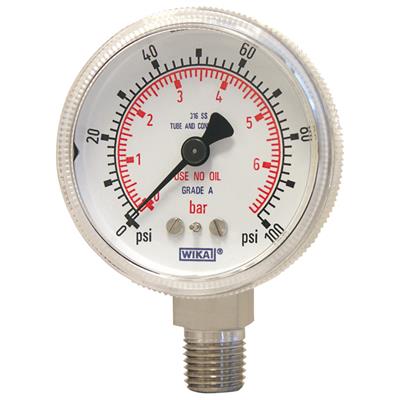 Bourdon Tube Pressure Gauge, Stainless Steel - 130.15
